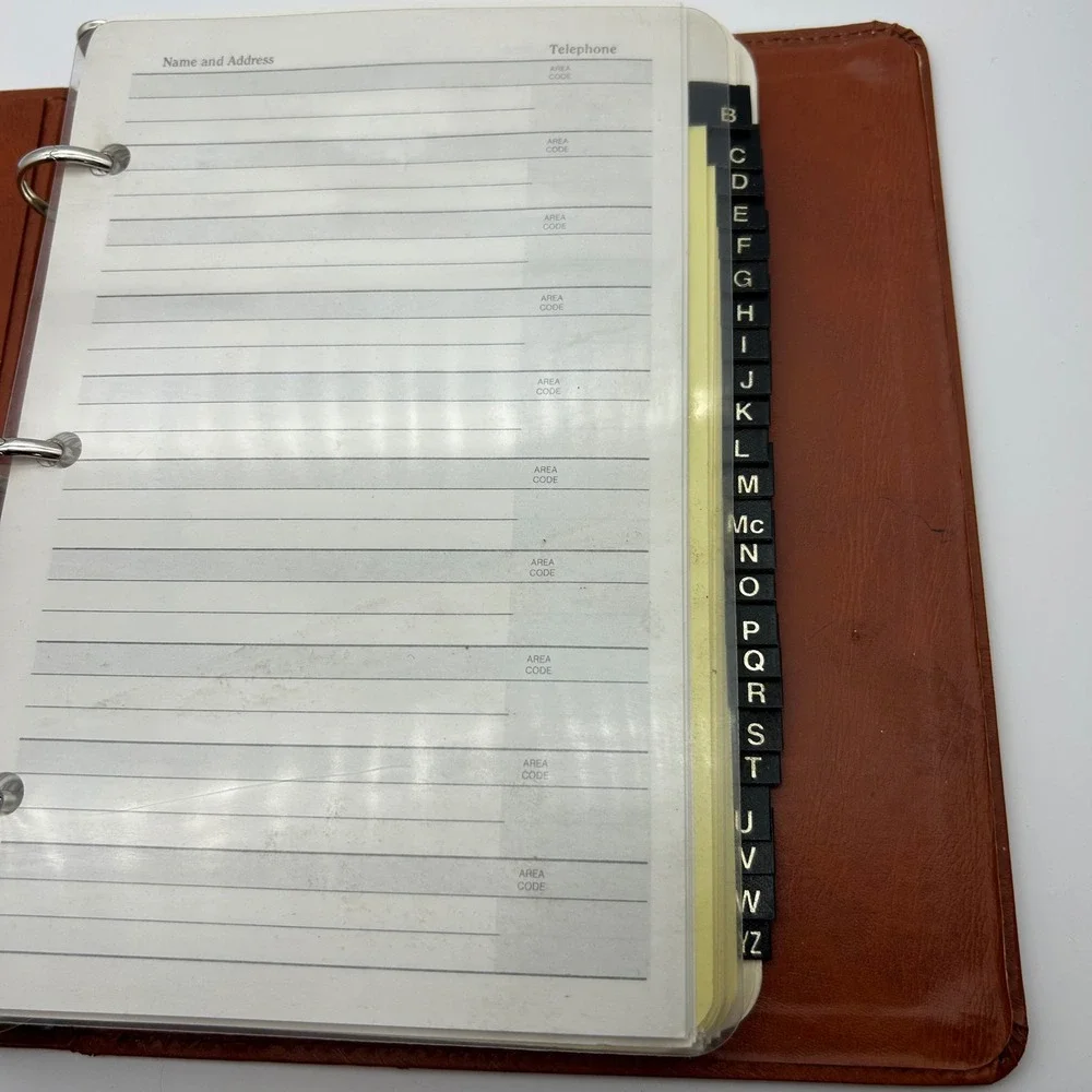 Stuart Hall Executive Brown Faux Leather 3-Ring Address Book Vintage No. 8432‎